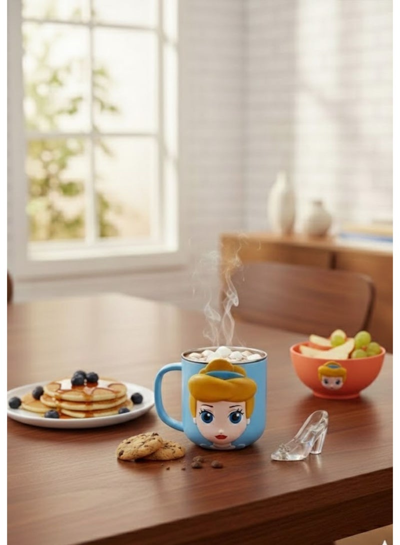 Disney Kids Stainless Steel Drinking Mug with Lid – Cartoon Design | Double Wall Insulated Cup for Hot & Cold Drinks | Leak-Resistant, Safe & Durable Children Mug (Cinderella) - Image 5